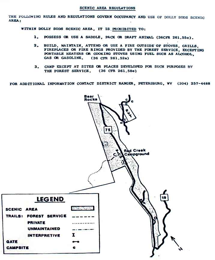 Map of Dolly Sods Scenic Area